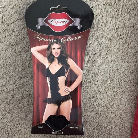 SEXY BLACK MESH HALTER TEDDY LINGERIE COSTUME VALENTINES DAY - Picture 1 of 5